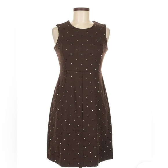 Lands' End Chocolate brown polka dot Dress size 10 - Picture 1 of 9
